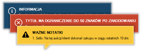 Dymki z informacjami w Sello