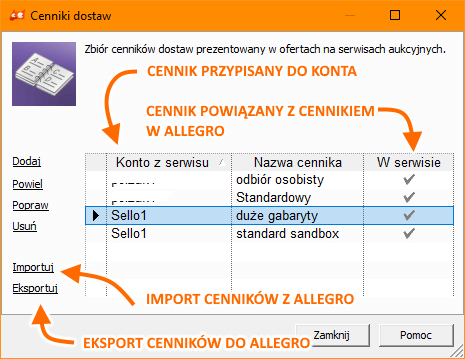 Zarządzanie cennikami Allegro w Sello