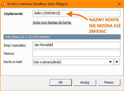 Zmienione okno dodawania i autoryzacji konta Allegro