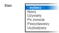 Parametry specyficzne lista rozwijana